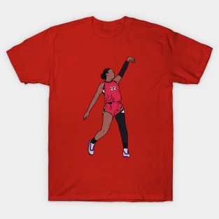 A'ja Wilson Holds The Release T-Shirt